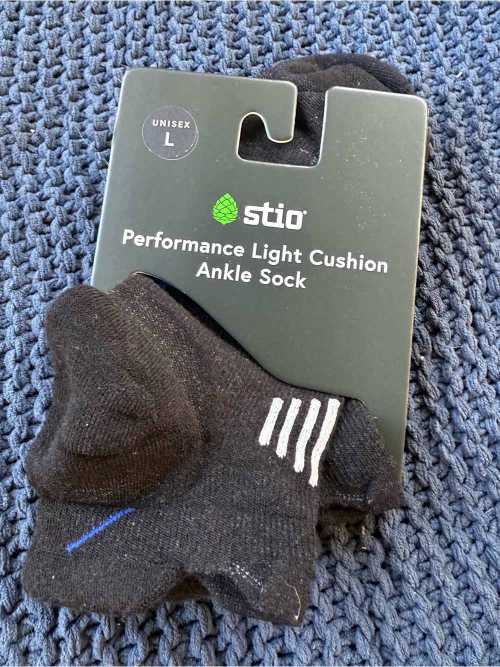 Stio Performance Light Cushion Ankle Socks Black Size L Unisex Wool Blend Hiking